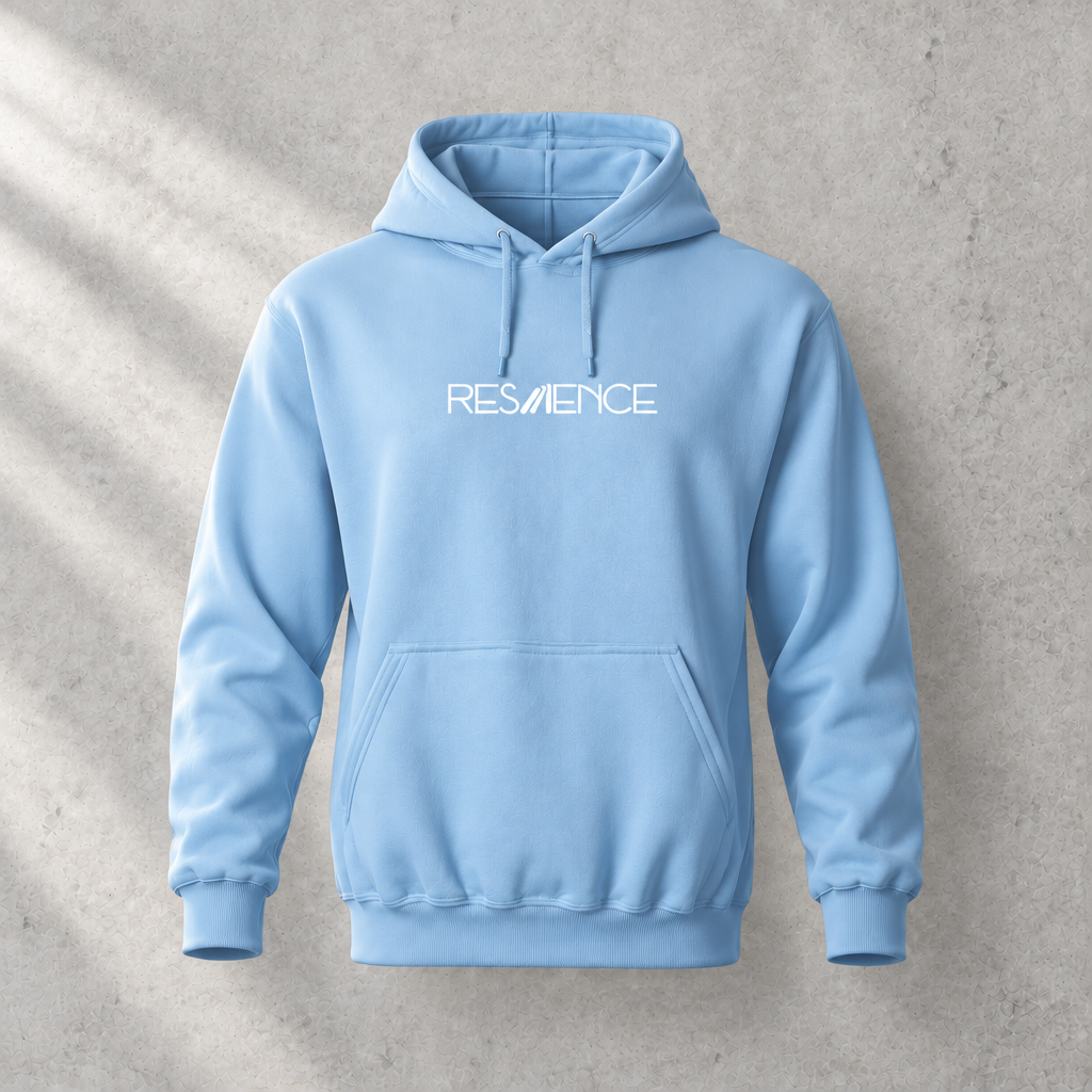 Lichtblauwe hoodie met witte print