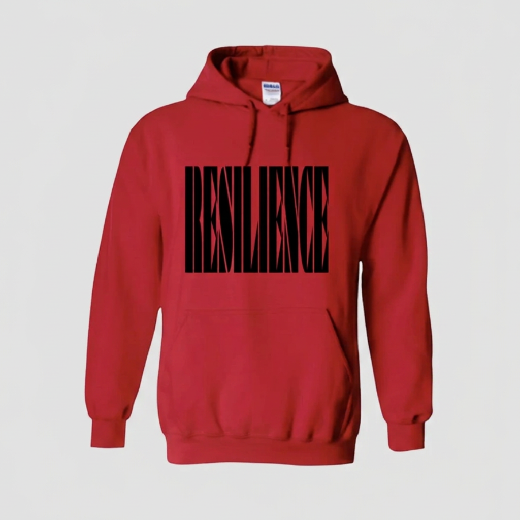 Rode hoodie met zwarte print