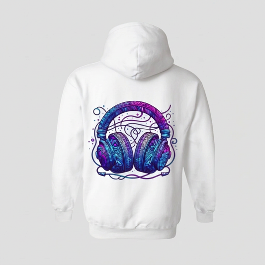 Witte Zone Out hoodie achteraanzicht zonder blauwe zweem