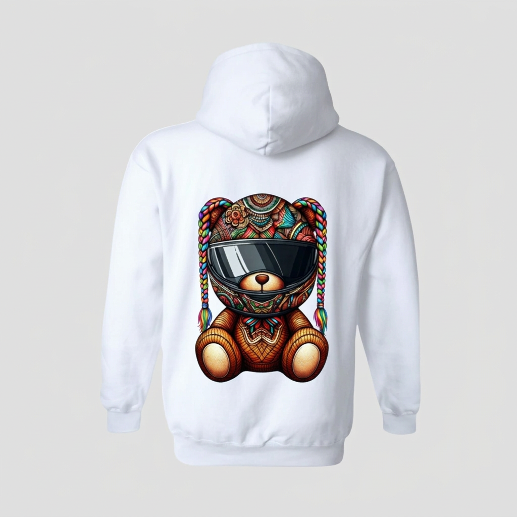 Wittere hoodie met vlechtprint, achteraanzicht