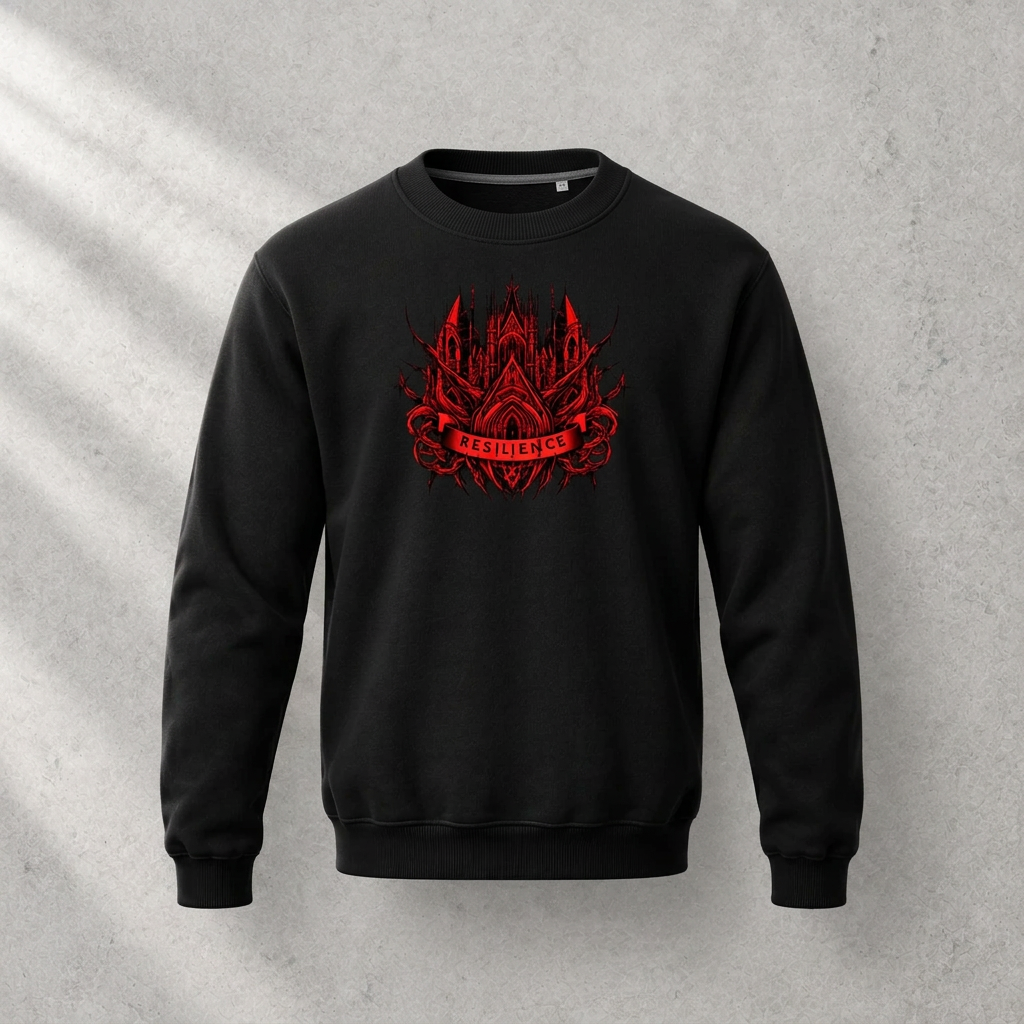 Zwarte Gothic-sweater met print op de voorkant