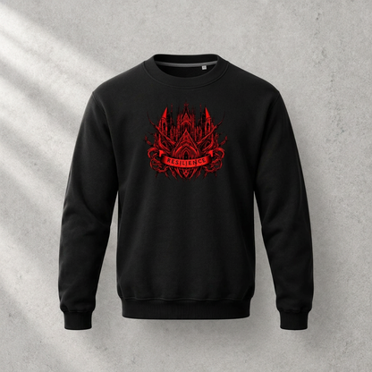 Zwarte Gothic-sweater met print op de voorkant